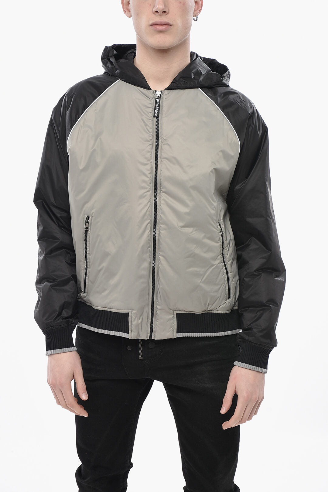 Palm Angels – Two-Tone Nylon Windbreaker CURVED LOGO – Men – Glamood Outlet