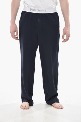 Pantaloni Pigiama in Cotone Stretch con Banda Elastica Logata