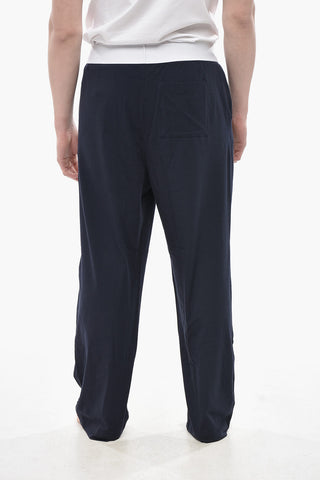 Pantaloni Pigiama in Cotone Stretch con Banda Elastica Logata