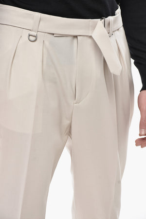 Pantaloni 4 Tasche in Misto Lana con Cintura