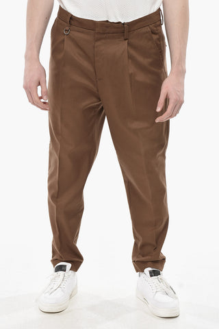 DUOMO Single-Pleat Cotton-Blend Chino Trousers