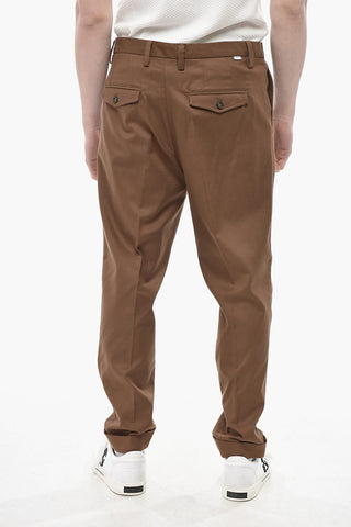 DUOMO Single-Pleat Cotton-Blend Chino Trousers