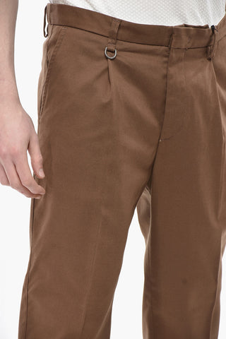DUOMO Single-Pleat Cotton-Blend Chino Trousers