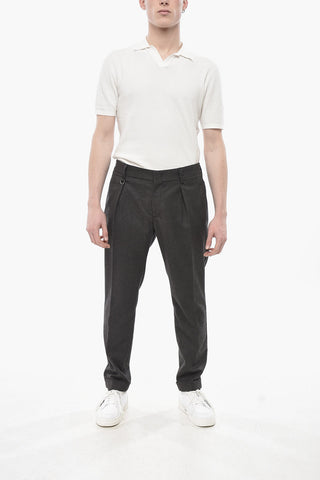 Viscose-Blend Pants With 1 Pleat And Concealed Closure