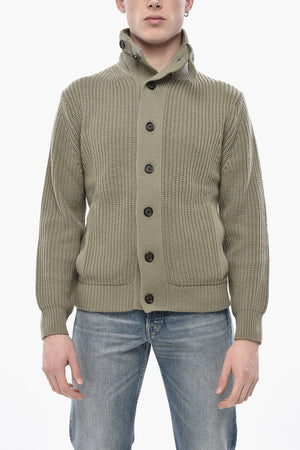 Wool-Blend High-Neck Cardigan