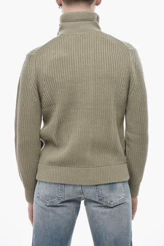 Wool-Blend High-Neck Cardigan