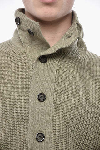 Wool-Blend High-Neck Cardigan