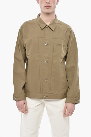 Cotton Twill Overshirt With Logo Buttons