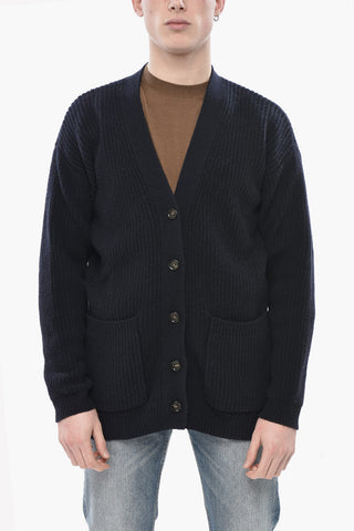 Cardigan in Lana Vergine con Scollo a V