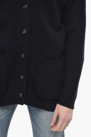 Cardigan in Lana Vergine con Scollo a V