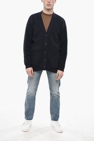 Cardigan in Lana Vergine con Scollo a V