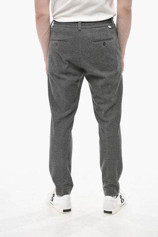 BRERA Herringbone Single-Pleat Trousers with Drawstring Waist