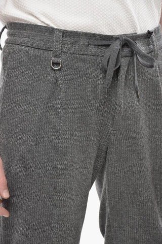 BRERA Herringbone Single-Pleat Trousers with Drawstring Waist
