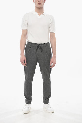 BRERA Herringbone Single-Pleat Trousers with Drawstring Waist