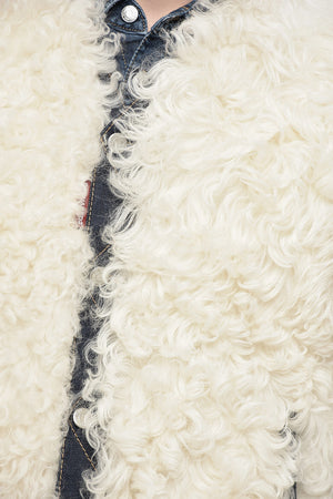 Sleeveless Denim Jacket with Fur