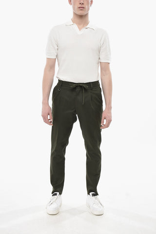 BRERA Cotton-Blend Trousers With Elastic Waist And Drawstring