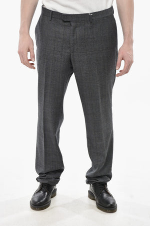 Pantaloni in Lana Slim Fit con Motivo District Check