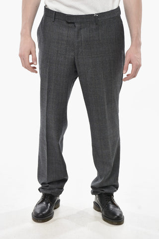 Pantaloni in Lana Slim Fit con Motivo District Check