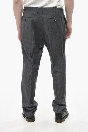 Slim-Fit Wool Trousers with District Check Pattern