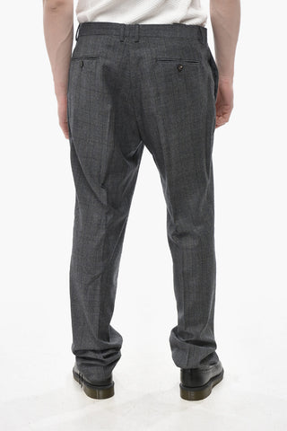 Pantaloni in Lana Slim Fit con Motivo District Check