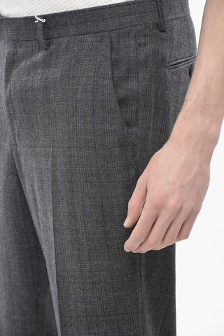 Pantaloni in Lana Slim Fit con Motivo District Check