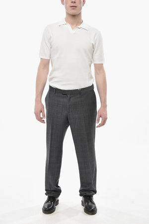 Slim-Fit Wool Trousers with District Check Pattern