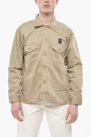 Cotton Blend Twill Overshirt With Tone-On-Tone Buttons