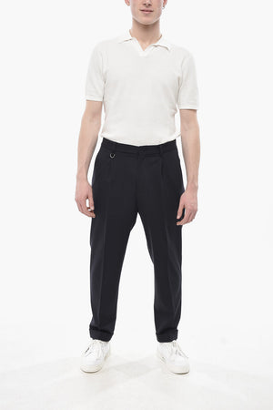 DUOMO Jersey Chino Trousers with Single Pleat