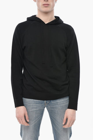 Schurwoll-Pullover mit Kapuze