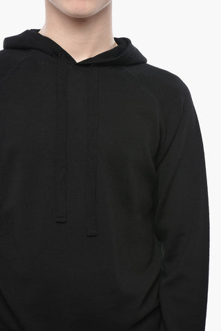 Schurwoll-Pullover mit Kapuze