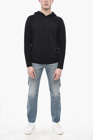 Schurwoll-Pullover mit Kapuze