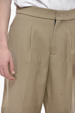 Pantaloni a Una Pince in Lana Vergine e Cotone