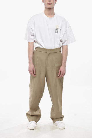 Pantaloni a Una Pince in Lana Vergine e Cotone