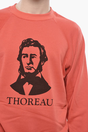 Crewneck Sweatshirt THOREAU in Solid Color With Front Print