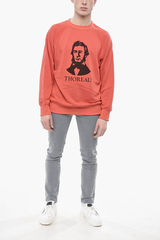 Felpa Girocollo THOREAU in Tinta Unita con Stampa sul Fronte