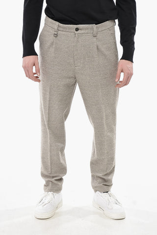 Single-Pleat Jersey Trousers with Belt Loops