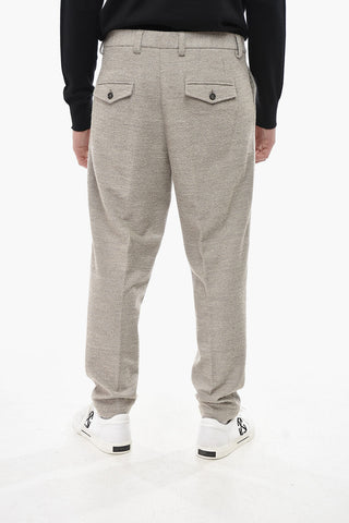 Single-Pleat Jersey Trousers with Belt Loops