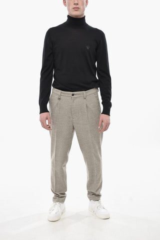 Single-Pleat Jersey Trousers with Belt Loops