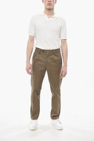 Pantaloni Chino in Cotone Stretch ad 1 Pince
