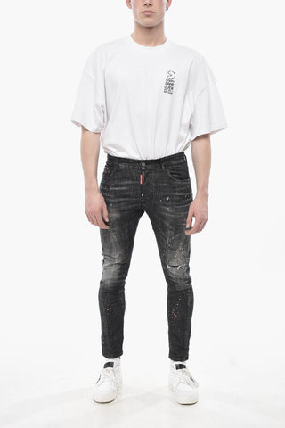 Stretch Denim Jeans TIDY BIKER, Vintage Effect 15cm