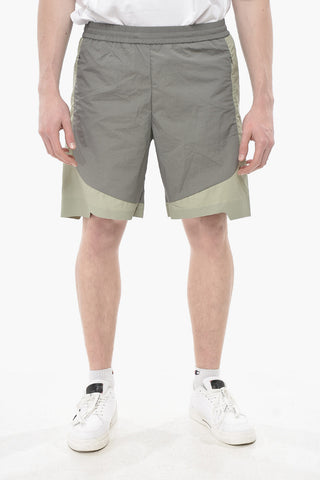 Bicolor Nylon-Shorts mit elastischem Bund