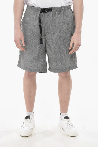 Checked Nylon Shorts With Industrial Belt