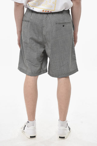 Checked Nylon Shorts With Industrial Belt