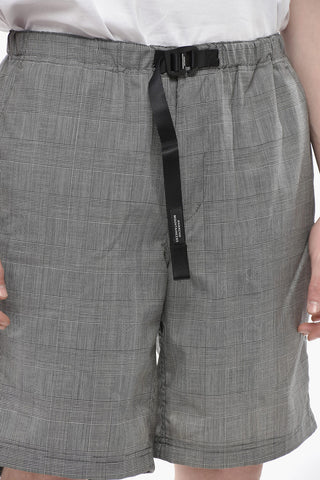 Checked Nylon Shorts With Industrial Belt