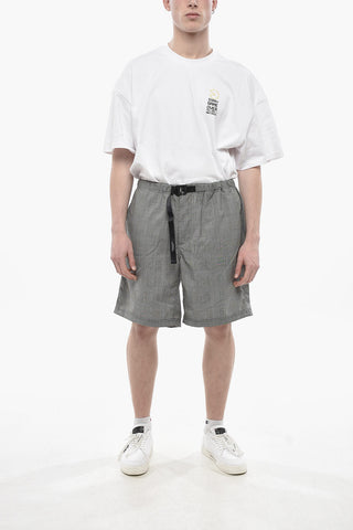 Checked Nylon Shorts With Industrial Belt