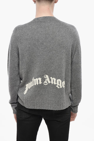 Cashmere-Blend Crewneck Sweater CURVED LOGO