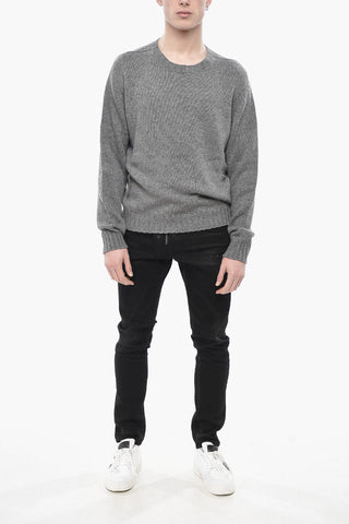Cashmere-Blend Crewneck Sweater CURVED LOGO