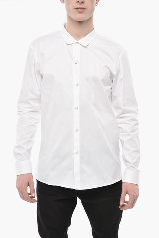 코튼 포플린 셔츠 새틴 단추