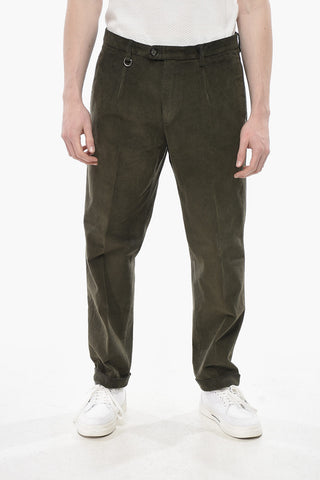 Pantaloni Chino in Velour a Coste ad 1 Pince