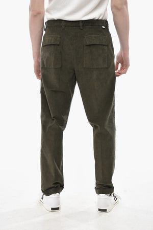 Pantaloni Chino in Velour a Coste ad 1 Pince